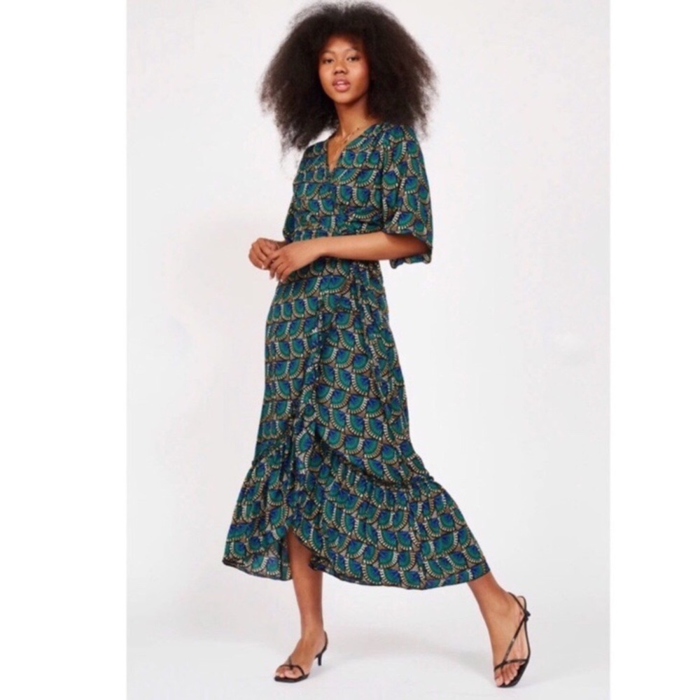 NWT SILK & SALT Peacock Maxi Dress medium